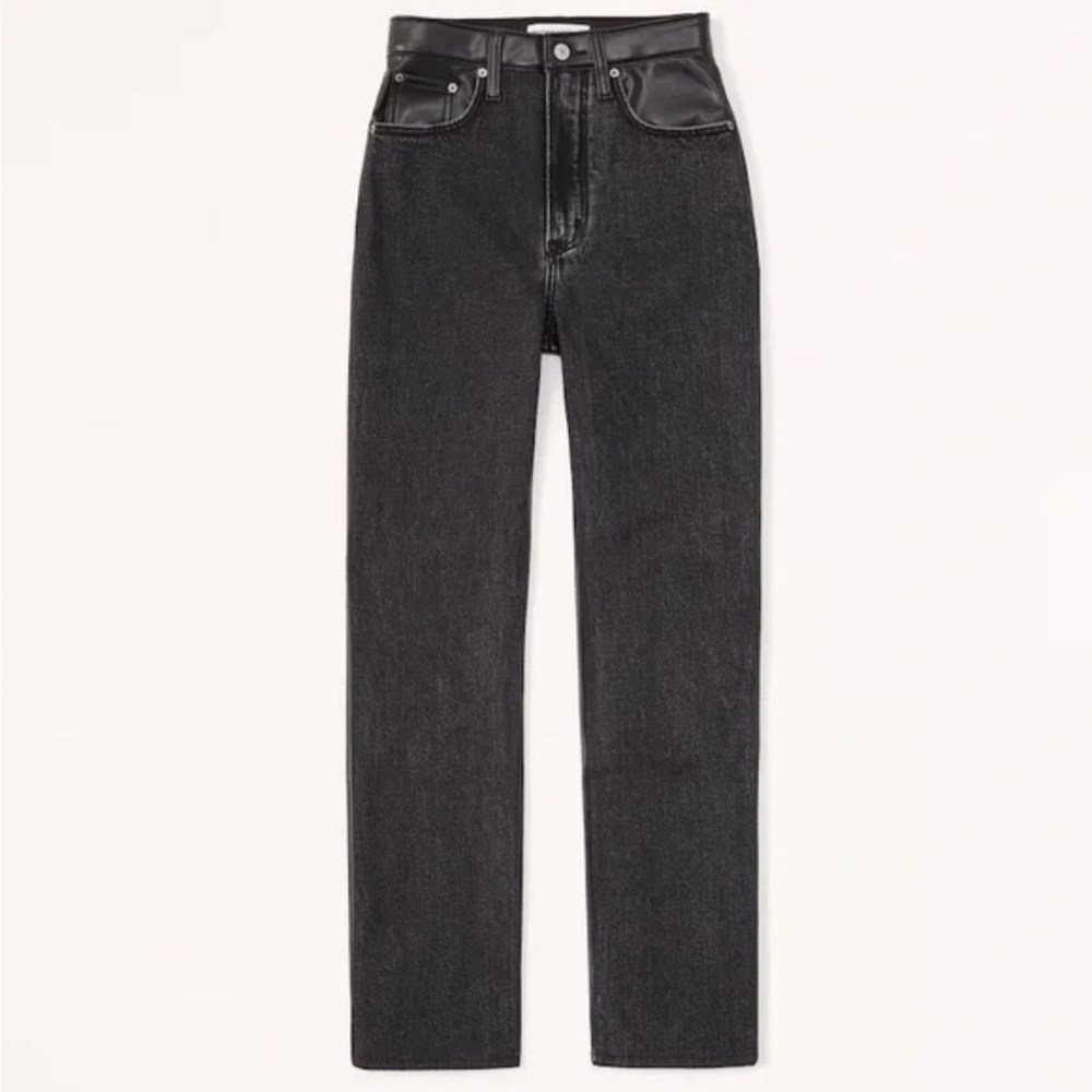 Abercrombie & Fitch  Vegan Leather Ankle Straight High-Rise Jeans Sz 29/8